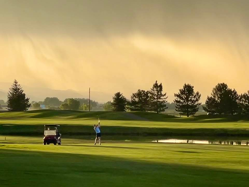 sunset over the golf course