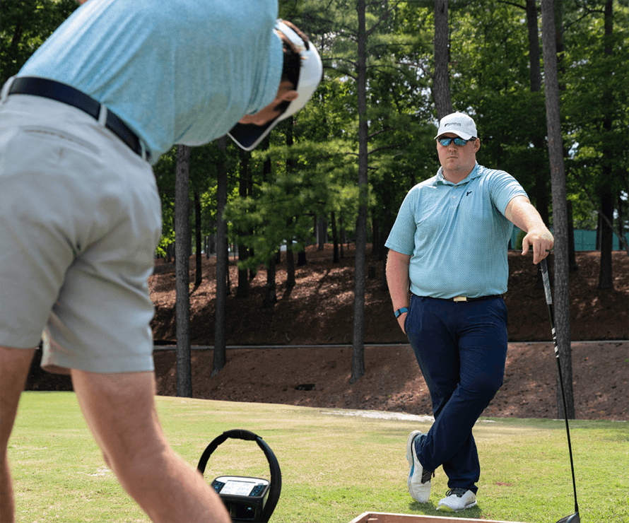 Golf lesson in progress